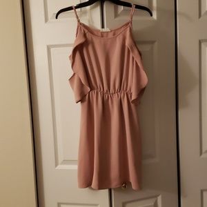 Blush pink cold shoulder dress